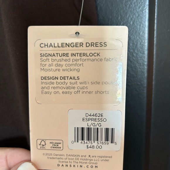 Danskin challenger athletic Dress w/ bra and shorts chocolate brown size L NWT - Picture 6 of 6